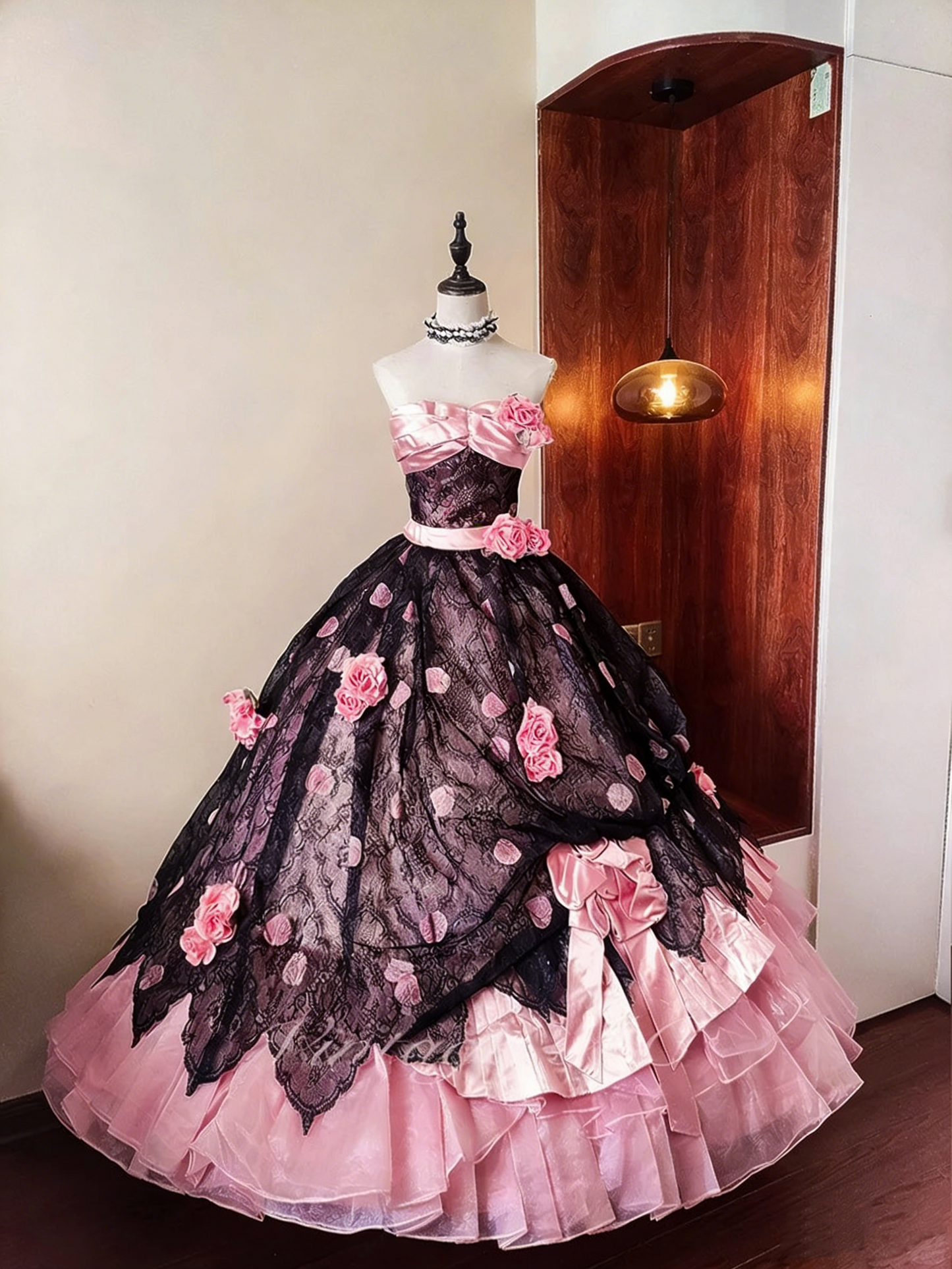 Stunning Prom Dress Strapless Flower Pleated Ball Gown Birthday Party Outfits Evening Dress Quinceanera Dress     D4091