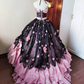 Stunning Prom Dress Strapless Flower Pleated Ball Gown Birthday Party Outfits Evening Dress Quinceanera Dress     D4091