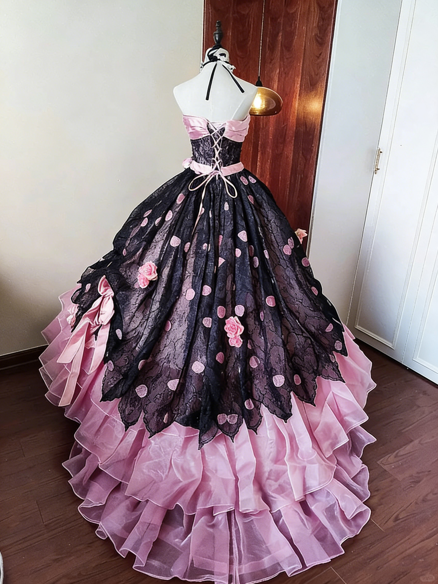 Stunning Prom Dress Strapless Flower Pleated Ball Gown Birthday Party Outfits Evening Dress Quinceanera Dress     D4091