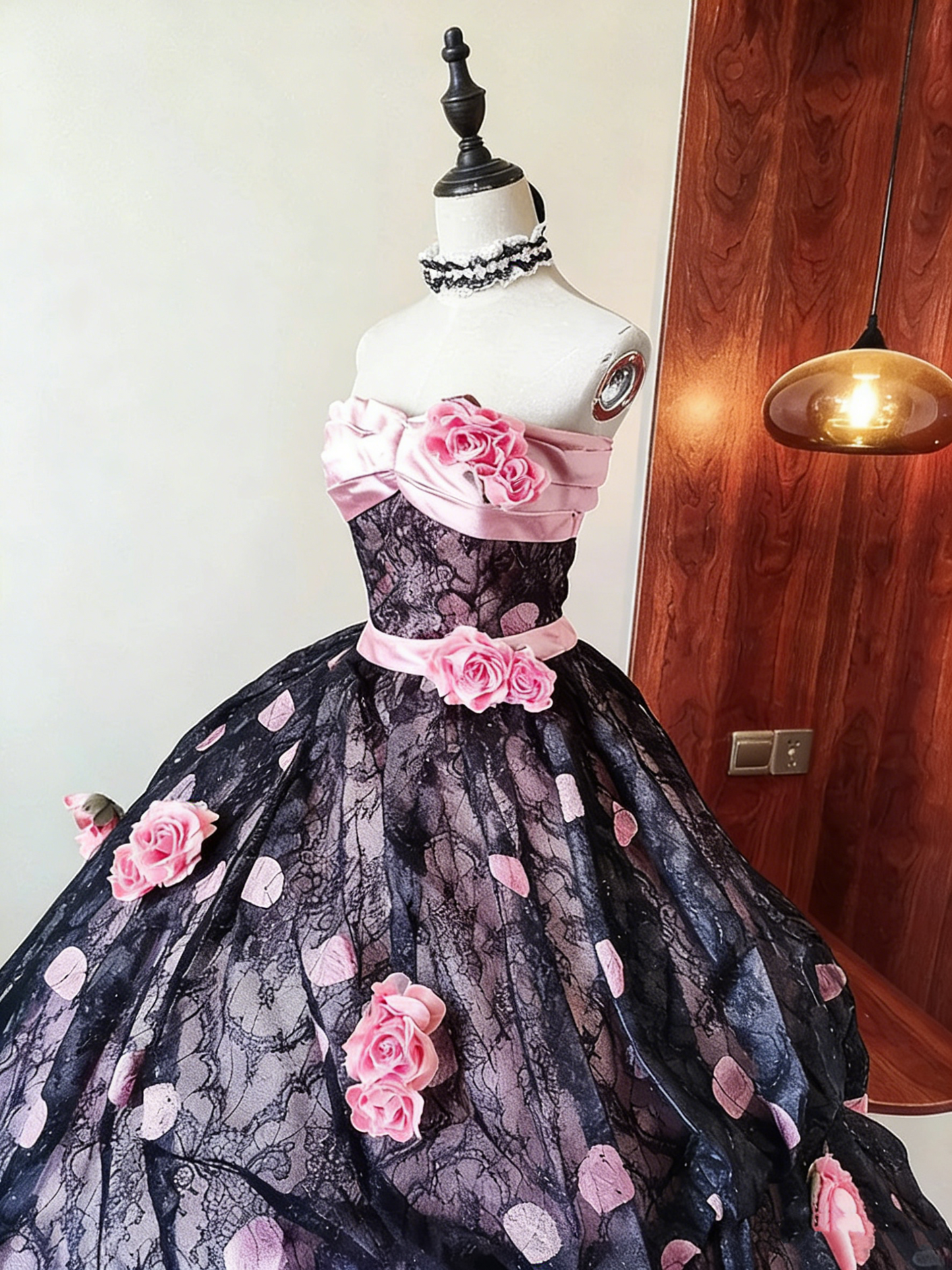 Stunning Prom Dress Strapless Flower Pleated Ball Gown Birthday Party Outfits Evening Dress Quinceanera Dress     D4091