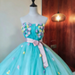Beauty Prom Dress Strapless Flower Pleated Tulle Ball Gown Birthday Party Outfits Evening Dress Sweet 16 Dress      D4092