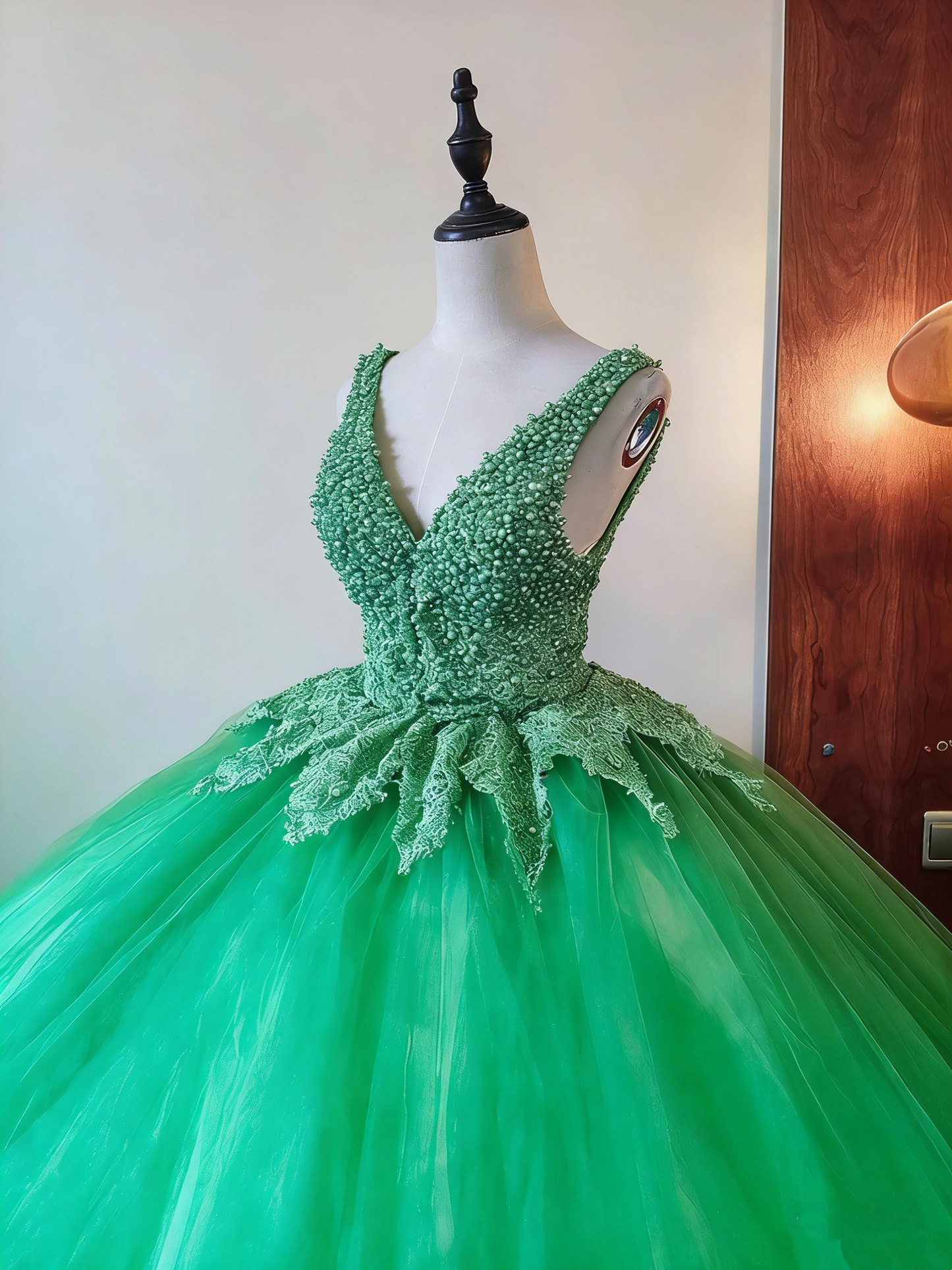 New Design Prom Dress V-neck Backless Pleated Tulle Ball Gown Birthday Party Outfits Evening Dress Sweet 16 Dress       D4093