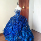 Gorgeous Prom Dress Blue Sweetheart Pleated Ball Gown Birthday Party Outfits Evening Dress Sweet 16 Dress      D4095