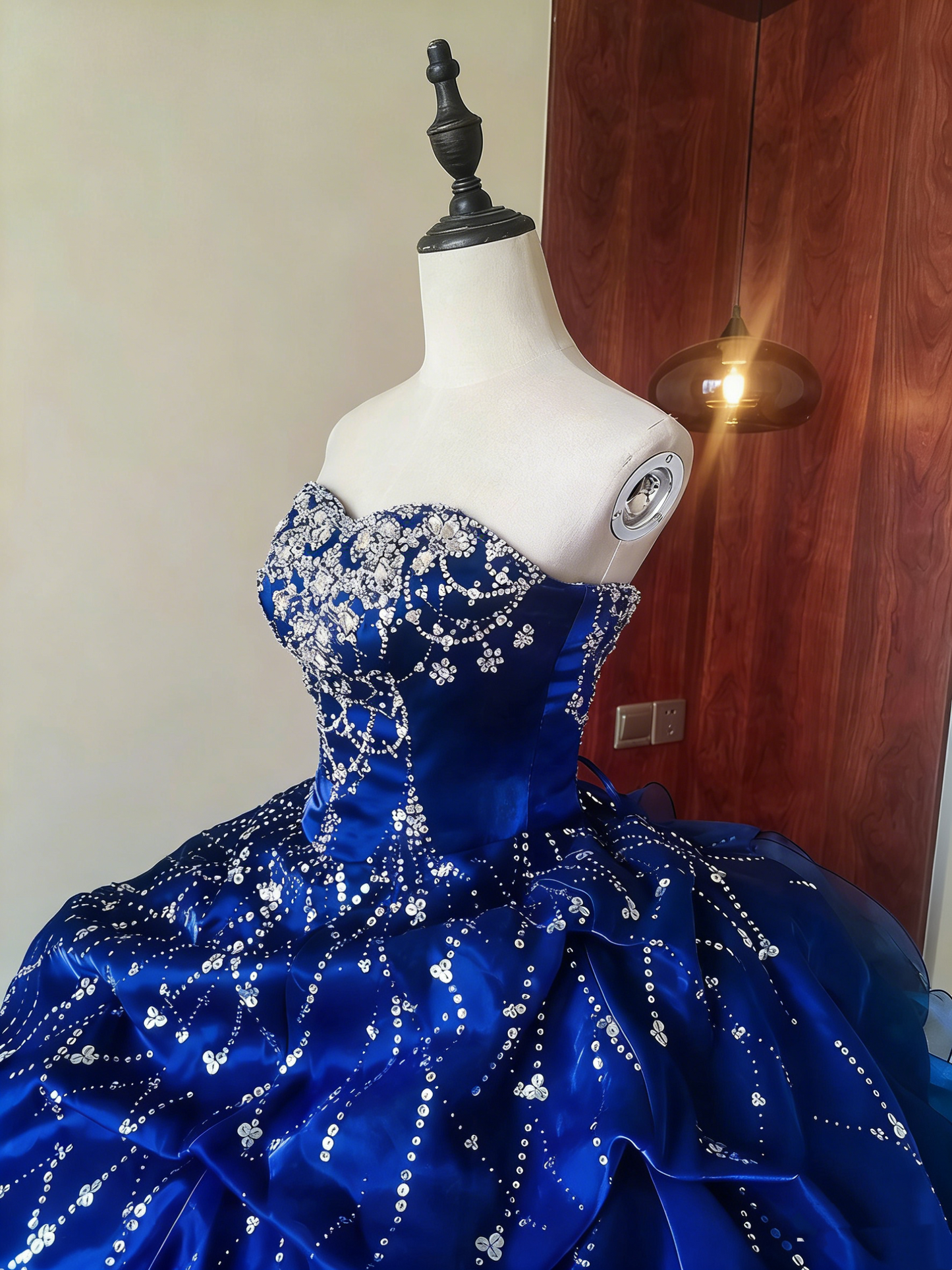 Gorgeous Prom Dress Blue Sweetheart Pleated Ball Gown Birthday Party Outfits Evening Dress Sweet 16 Dress      D4095