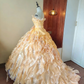 Cute Prom Dress Strapless Pleated Ruffle Ball Gown Birthday Party Outfits Evening Dress Sweet 16 Dress D4096