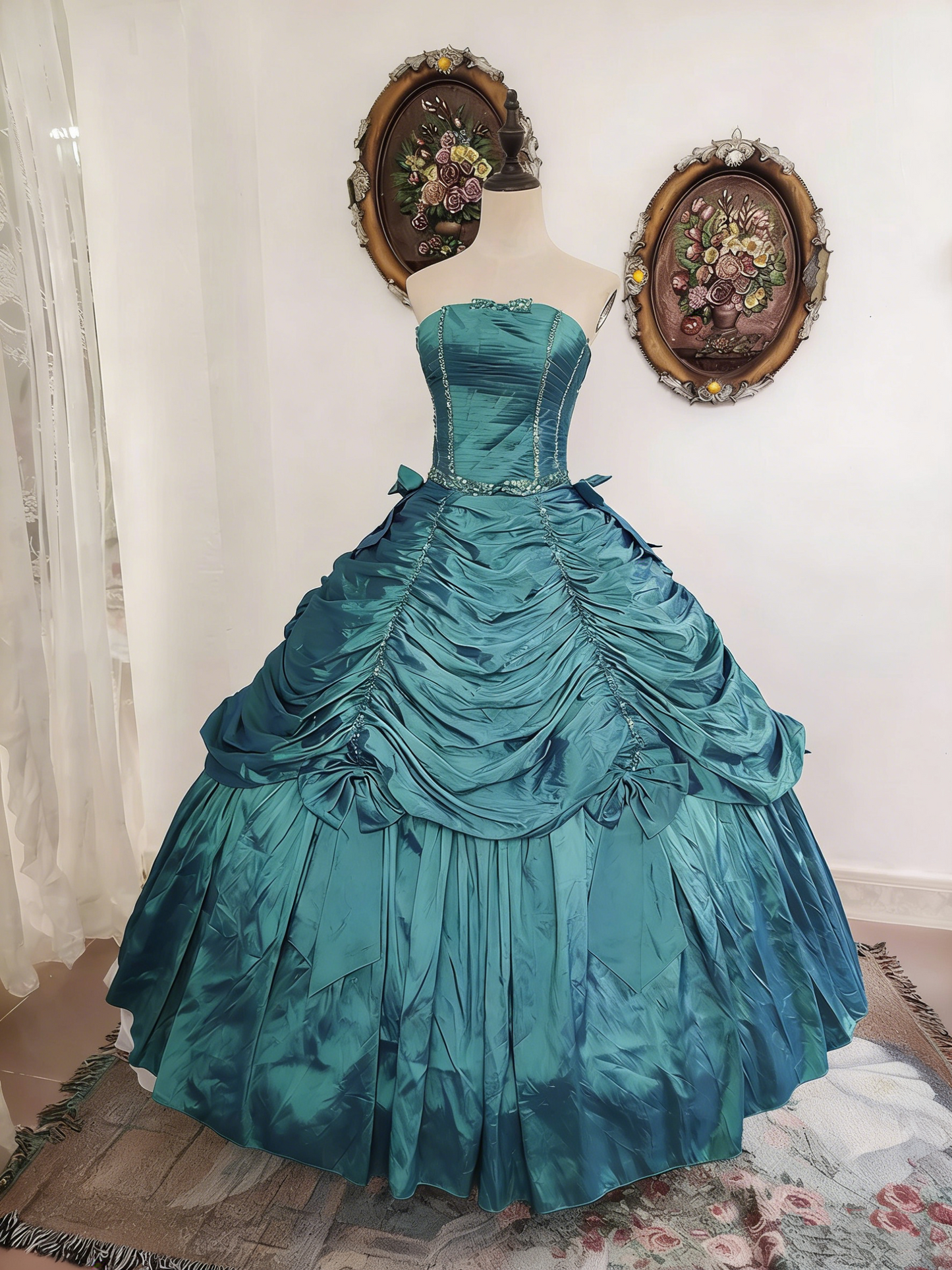 Beauty Prom Dress Strapless Pleated Ball Gown Evening Dress Quinceanera Dress Birthday Party Dress  D4098