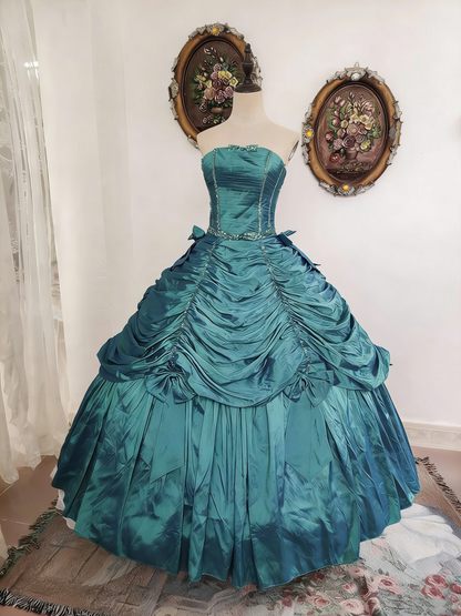 Beauty Prom Dress Strapless Pleated Ball Gown Evening Dress Quinceanera Dress Birthday Party Dress  D4098