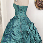 Beauty Prom Dress Strapless Pleated Ball Gown Evening Dress Quinceanera Dress Birthday Party Dress  D4098