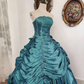 Beauty Prom Dress Strapless Pleated Ball Gown Evening Dress Quinceanera Dress Birthday Party Dress  D4098