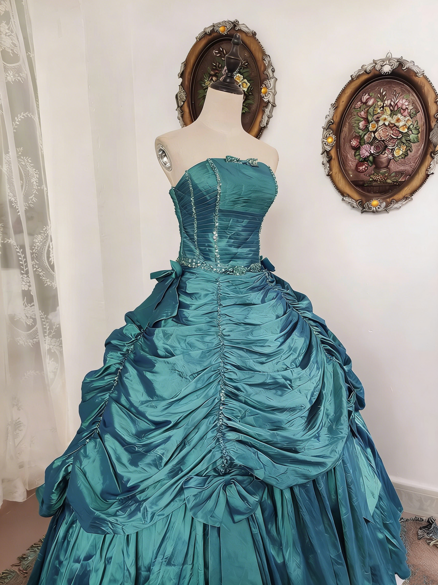 Beauty Prom Dress Strapless Pleated Ball Gown Evening Dress Quinceanera Dress Birthday Party Dress  D4098