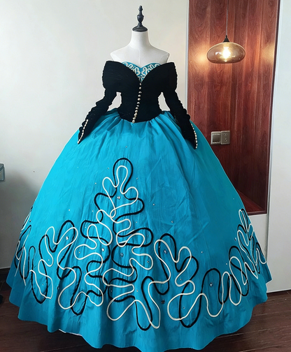 Elegant Prom Dress Sweetheart Long Sleeves Ball Gown Evening Dress Sweet 16 Dress Birthday Party Outfits     D4101