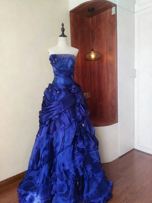 Charming Prom Dress Strapless Pleated Gala Dress Evening Dress     D4103