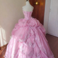 Sweet Prom Dress Strapless Pleated Ball Gown Quinceanera Dress Evening Dress     D4104