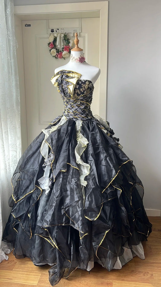 New Arrival Prom Dress Asymmetrical Neck Pleated Ball Gown Birthday Dress Evening Dress Sweet 16 Dress     D4109