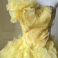 Sweet Prom Dress Light Yellow Strapless Ruffle Ball Gown Evening Dress Quinceanera Dress     D4113