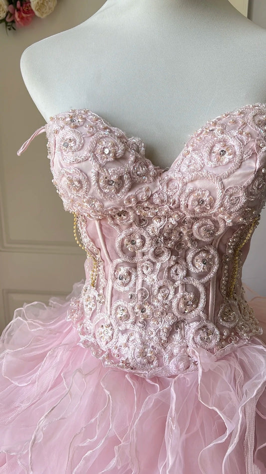 Beauty Prom Dress Sweetheart Ruffle Ball Gown Evening Dress  Sweet 16 Dress Birthday Outfits     D4120