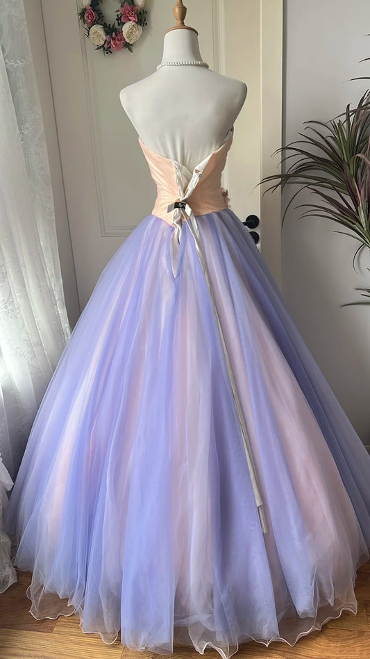 Beauty Prom Dress Sweetheart Tulle Pleated Ball Gown Evening Dress Birthday Party Outfits      D4121