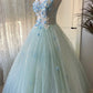 New Design Prom Dress V-neck Pleated Tulle Ball Gown Evening Dress Quinceanera Dress   D4123