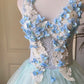 New Design Prom Dress V-neck Pleated Tulle Ball Gown Evening Dress Quinceanera Dress   D4123