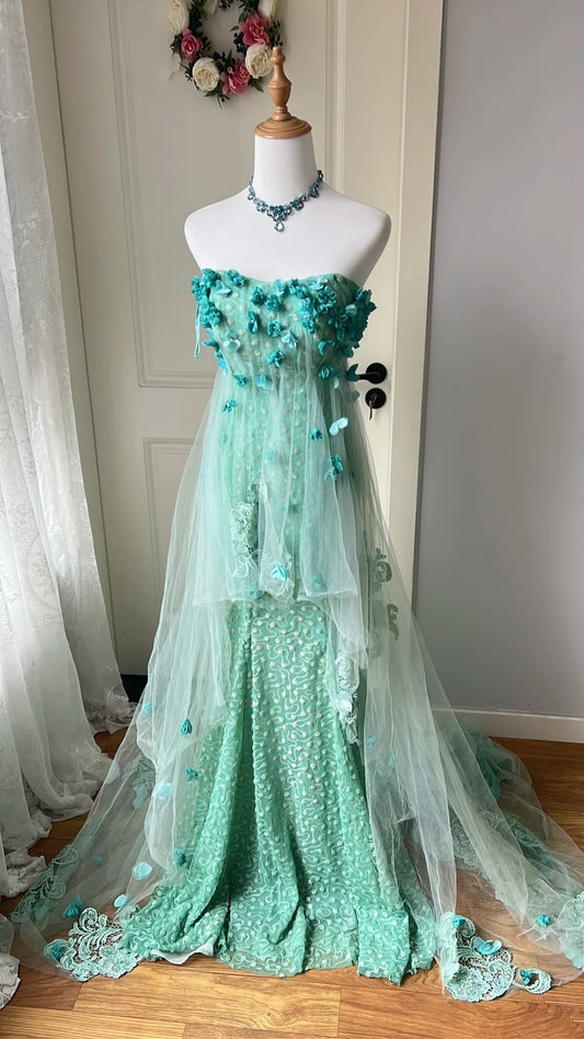 Newest Prom Dress Strapless Pleated Tulle Evening Dress Gala Dress Formal Dress   D4132