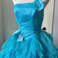 Charming Prom Dress Strapless Pleated Tulle Ball Gown Evening Dress Quinceanera Dress       D4134