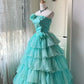 Pretty Prom Dress Strapless Pleated Tiered Ball Gown Evening Dress Sweet 16 Dress       D4135