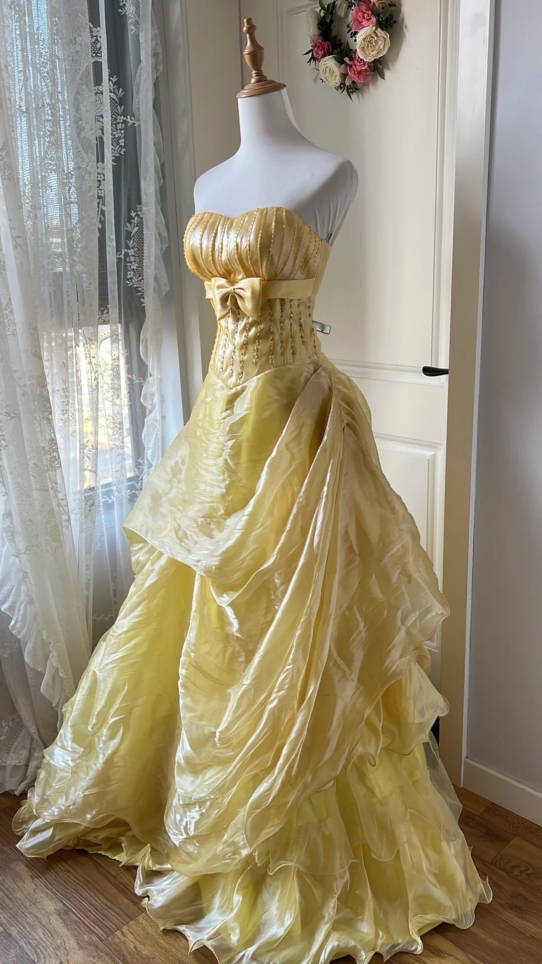 Beauty Prom Dress A Line Strapless Pleated Gala Gown Evening Dress Birthday Party Dress   D4136