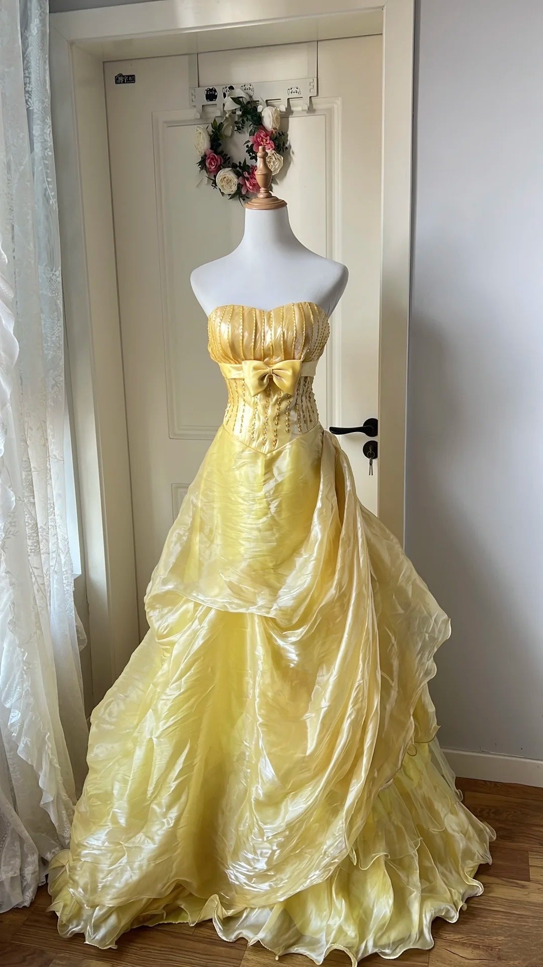 Beauty Prom Dress A Line Strapless Pleated Gala Gown Evening Dress Birthday Party Dress   D4136