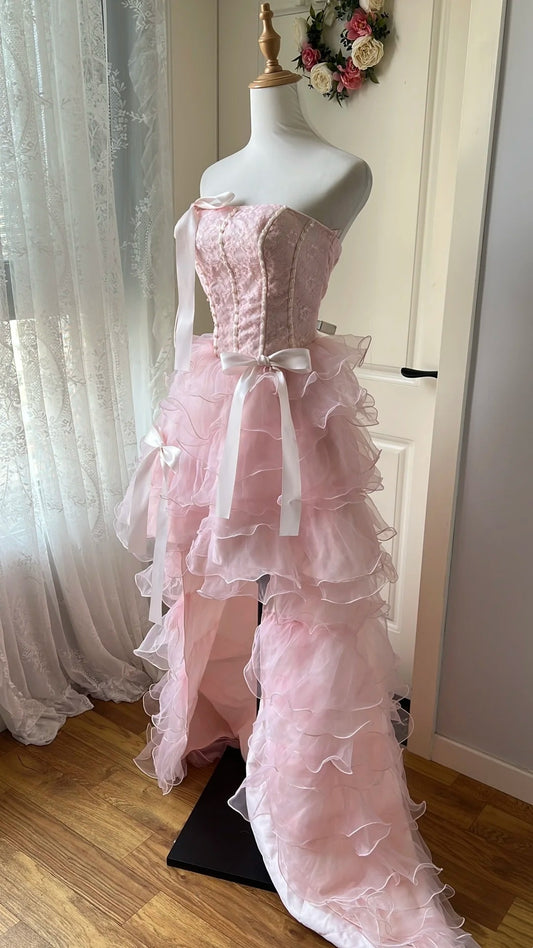 New Arrival Short Prom Dress Strapless Ruffle Homecoming Dress Birthday Party Dress   D4138