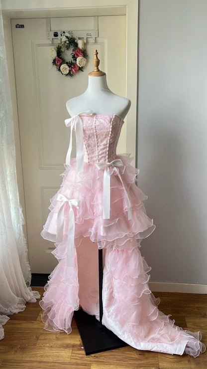 New Arrival Short Prom Dress Strapless Ruffle Homecoming Dress Birthday Party Dress   D4138