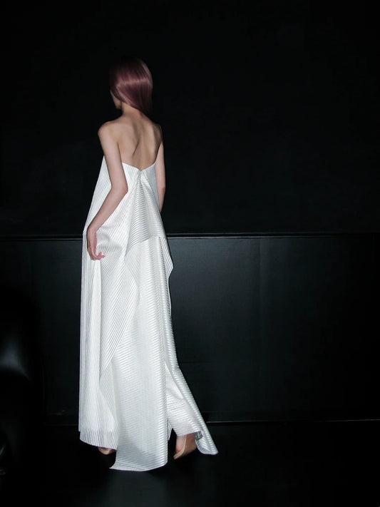 Minimalist Prom Dress White Strapless Evening  Dress Gala Dress   D4143