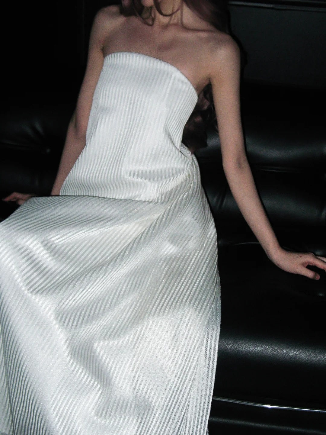 Minimalist Prom Dress White Strapless Evening  Dress Gala Dress   D4143