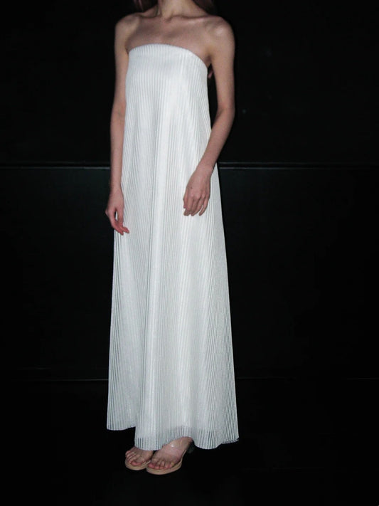 Minimalist Prom Dress White Strapless Evening  Dress Gala Dress   D4143
