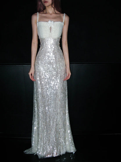 Shiny Prom Dress Spaghetti Straps Sequins Evening Dress Gala Dress Formal Dress  D4144