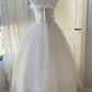 Retro Wedding Dress Spaghetti Straps Pleated Tulle Wedding Dress  D4145