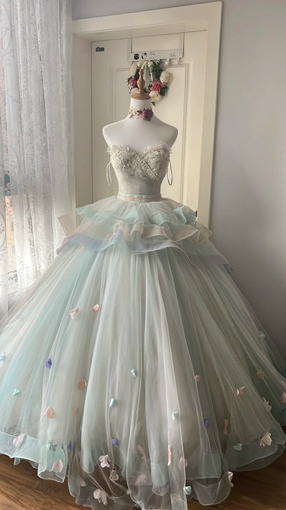 Charming Prom Dress Sweetheart Pleated Tulle Evening Dress Quinceanera Dress       D4148