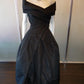 Elegant Prom Dress Black Asymmetrical Neck Pleated Evening Dress Gala Dress Formal Dress  D4151