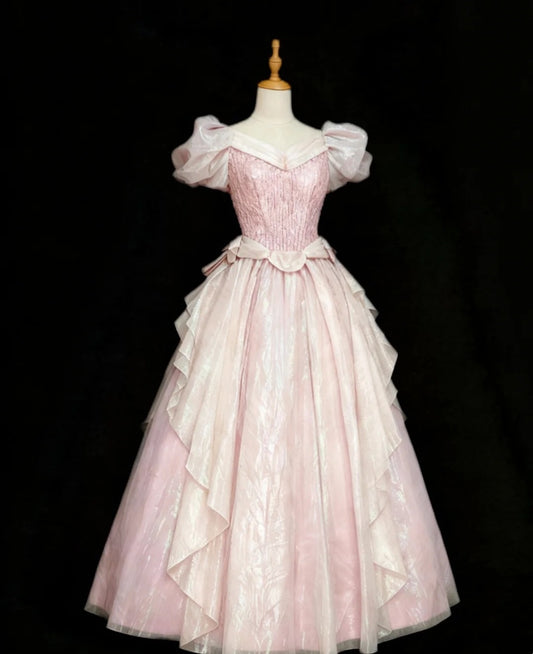 Sweet Prom Dress V-neck Pleated Gala Gown Formal Dress Evening Dress D4180