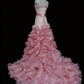Stunning Prom Dress Asymmetrical Neck Floral Ruffle Gala Gown Formal Dress Evening Dress  D4184