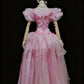 Retro Prom Dress Crew Neck Ruffle Pleated Ball Gown Quinceanera Dress Evening Dress       D4194