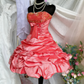 Sweet Homecoming Dress Strapless Pleated Short Prom Dress Birthday Party Dress Cocktail Dress    D4204