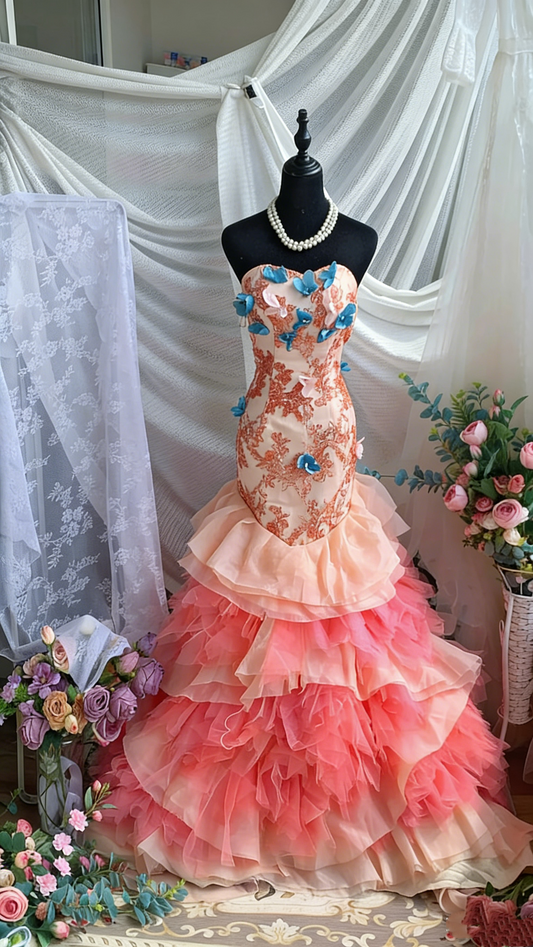 Glänzendes Ballkleid mit herzförmigem Pailletten-Meerjungfrauen-Abendkleid, Galakleid, Geburtstagspartykleid, D3415