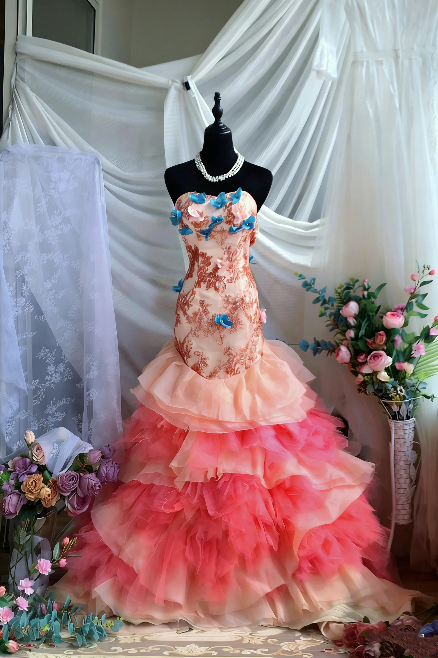 Glänzendes Ballkleid mit herzförmigem Pailletten-Meerjungfrauen-Abendkleid, Galakleid, Geburtstagspartykleid, D3415