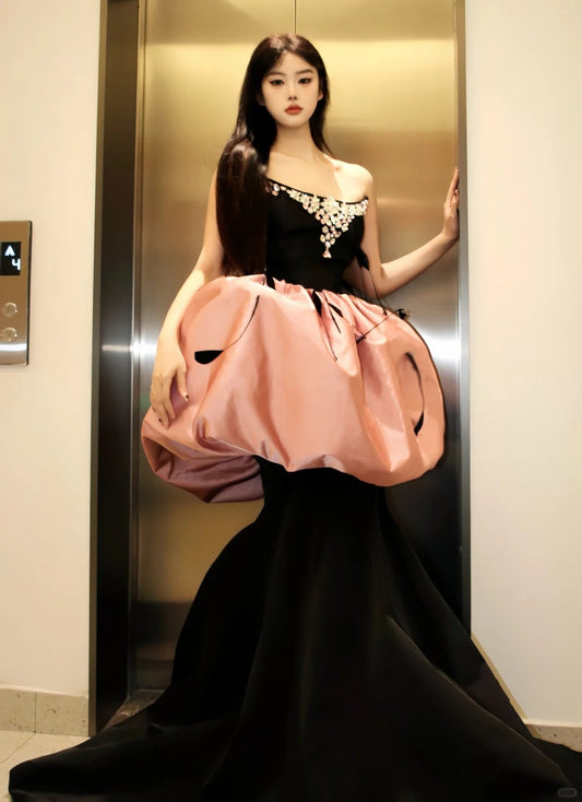 Glänzendes Ballkleid mit herzförmigem Pailletten-Meerjungfrauen-Abendkleid, Galakleid, Geburtstagspartykleid, D3415