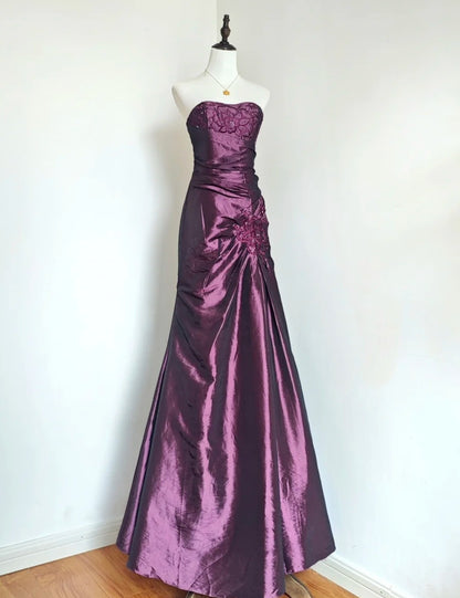 Gorgeous Prom Dress Dark Purple Sweetheart Pleated Gala Dress Evening Dress Formal Dress  D4214