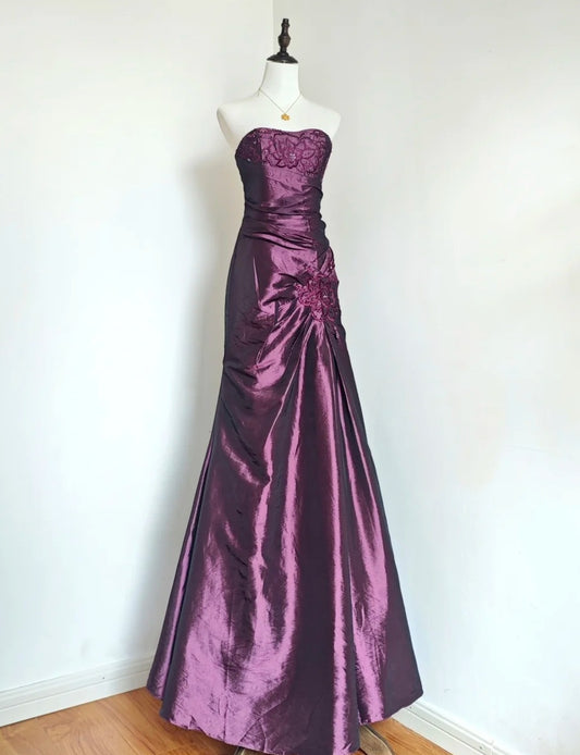 Gorgeous Prom Dress Dark Purple Sweetheart Pleated Gala Dress Evening Dress Formal Dress  D4214