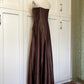 Minimalist Prom Dress Brown Strapless Pleated Gala Dress Evening Dress Formal Dress  D4219