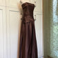 Minimalist Prom Dress Brown Strapless Pleated Gala Dress Evening Dress Formal Dress  D4219