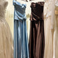 Minimalist Prom Dress Brown Strapless Pleated Gala Dress Evening Dress Formal Dress  D4219