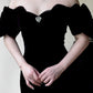 Minimalist Prom Dress Black Off Shoulder Pleated Gala Dress Evening Dress Formal Dress  D4222